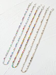 3件套波西米亚风彩虹串珠眼镜链，多色米珠眼镜带，时尚眼镜及老花镜挂绳 - 彩色 - 查看 12