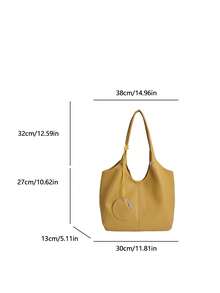 A Fashionable Yellow Women's Tote Bag With PU Material Magnetic Buckle Closure, Student Shoulder Bag, Suitable For Commuting, Shopping, And Office Use - Yellow - View 5