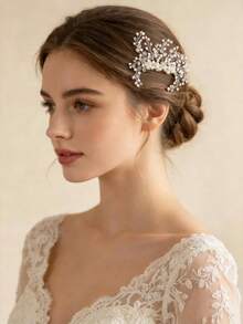 Regal Pearl & Crystal Bridal Hair Comb, Luxury Wedding Headpiece For Galas & Events - Silver - View 1