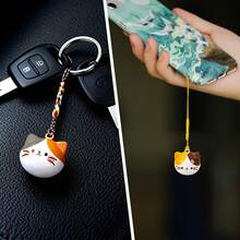 Chuông nước hình mèo may mắn kiểu Nhật dễ thương, đồ trang trí treo mang lại thịnh vượng và may mắn, quà tặng sáng tạo cho túi xách/điện thoại/móc khóa. - A - Xem 10