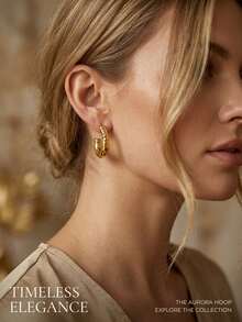 Wedding Party Bridesmaid Proposal Headband Heart-Shaped Glasses Gift, Suitable For Giving To Ladies, Couples, Family Members, Friends, Etc./1 Pair Vintage Boho Timeless Twist Detail Open C-Shaped Chunky Hoop Earrings, High-Grade Gold-Plated Hypoallergenic Stainless Steel, Tarnish-Free,Travel,Birthday - Multicolor - View 4