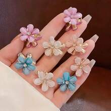 3/5/6 chiếc kẹp tóc hoa pha lê mini dùng cho kiểu tóc rẽ ngôi bên. Hoa trà nhiều màu. Bím tóc nhỏ cho kiểu tóc rẽ ngôi bên. Kẹp tóc nhỏ nhắn và tinh tế. Kẹp tóc kiểu tóc công chúa. Kiểu tóc tết. - Màu xanh nhạt - Xem 7