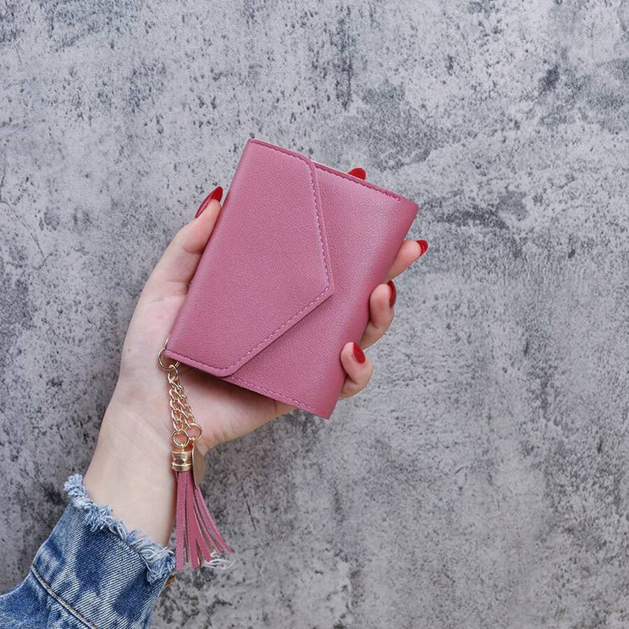 Women's Small Wallet Student Clutch Fashion Coin Purse Handbag - Dark Pink - View 1