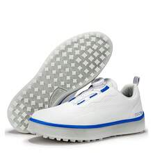 Chaussures de golf pour hommes, antidérapantes, résistantes à l'usure, convenant à toutes les saisons, chaussures de sport et de loisirs, ajustement confortable, durables, semelle extérieure en caoutchouc antidérapante, doublure confortable, swing libre, profitez des sports, plusieurs couleurs, populaires dans le monde entier - bleu clair - Voir 13