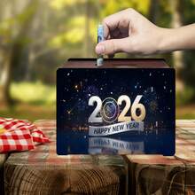 1pc Wooden Combination Coin Storage Box, 2026 New Year Single-Sided Pattern Design, DIY Wooden Decor Piggy Bank, Suitable For Room - Multicolor - View 5