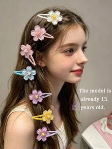 10pcs Cute Floral Jelly Hair Clips, Colorful Sweet Hair Accessories Side Bangs Hair Clips, New Design - Multicolor - View 3