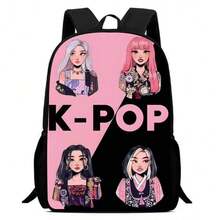 Set de 3 piezas/1 pieza Mochila de grupo de chicas K-POP, set de bolsos impresos de alta definición adecuados para uso diario de adolescentes, bolso de viaje liviano y de moda con gran capacidad y bolsillo de almacenamiento, adecuado para adolescentes - Multicolor - Ver 14