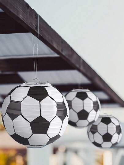 1/2 piezas Adorno colgante decorativo con forma de balón de fútbol, farol de papel de fútbol reutilizable, adecuado para fiesta con tema de fútbol, cumpleaños, boda, evento deportivo, juego en el aula, decoración para el día del partido de fútbol, centro de mesa, bar, escuela, celebración de vacaciones, fiesta de agradecimiento al equipo, despedida de soltero, vuelta al colegio