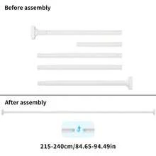 Adjustable Tension Rod - Made Of Stainless Steel With Plastic End Caps, Easy To Install Without Drilling, Suitable For Shower Curtains, Window Curtains, Door Curtains, Clothing Storage And Balcony Drying. Available In Silver, Black And White Colors. - View 35