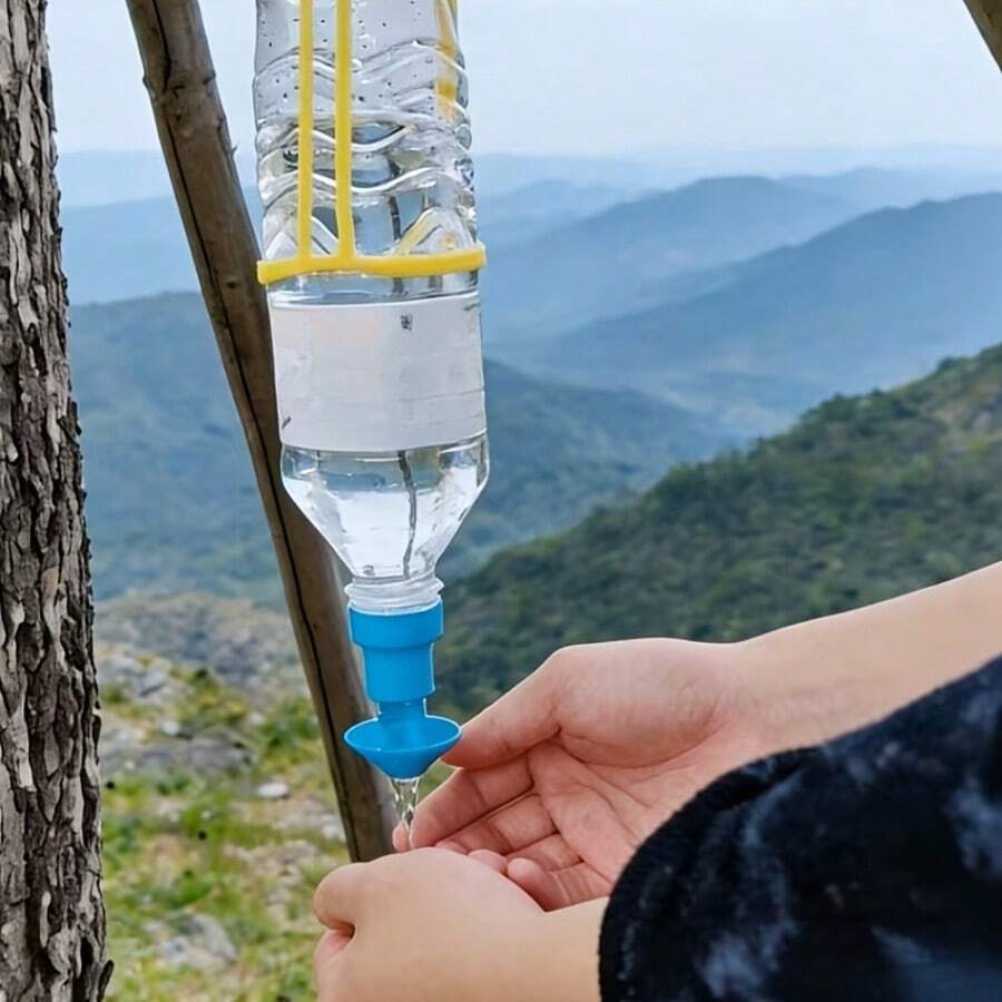 Outdoor Portable Handwashing & Bathing Device, Mineral Water Bottle Cap Replacement Faucet, Fits 30mm Bottle Mouth, Inverted Bottle Gravity Flow Faucet, Camping, Hiking Handwashing Essential, Compact Portable Handwash Sprayer, Outdoor Survival Gear Accessory - Multicolor - View 1