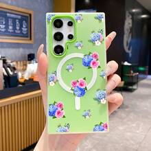 Funda para teléfono: Funda de gel adecuada para Samsung Galaxy S22, S23, S24, S25, S26 FE, Edge, Pus, Ultra A56 A54 A55 A36 A35 A26 A25 A17 A16 A15 con estampado de flores de hortensia fragmentadas. - Negro - Ver 5