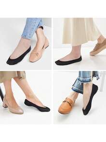 6 đôi tất nữ cổ siêu ngắn, không lộ gót, chống trượt, làm từ nylon, thích hợp cho giày bệt, giày lười và giày cao gót, mang hàng ngày. - Nhiều màu - Xem 6