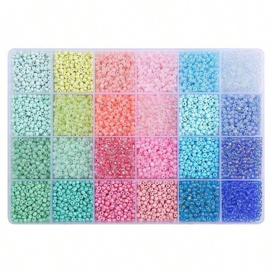 5280pcs 3mm Glass Seed Beads In 24-Compartment Box, Bohemian Style, DIY Jewelry Making For Bracelets, Necklaces, Earrings, Keychains, Crafts, Fashion Gifts - Multicolor - View 1