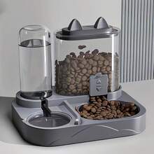 Dispensador de Agua y Comida 2 en 1 para Mascotas Grandes, Separación de Alimentos Secos y Húmedos, Plástico Resistente, Transparente, Sin Batería, Para Viajes de Perros y Gatos - verde - Ver 1