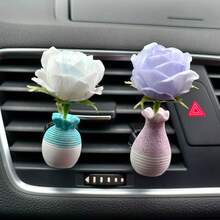 Simulation Rose Flower Shaped Car Air Vent Fragrance Clip, Floral Air Freshener Decor For Car Interior - Lily - View 7