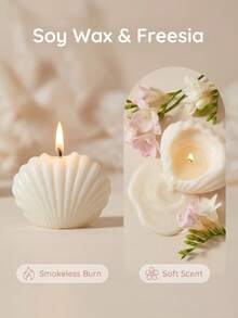 Elegant Shell Soy Wax Scented Candle, Containing Hibiscus Fragrance, Decorated With Pearls, Aesthetic Room Decor, Wedding Favor, Bridal Shower Gift, Best Friend Gift For Her, Home Decor, Birthday Gift For Women, Adult Gift - Elegant Seashell Candles - View 6