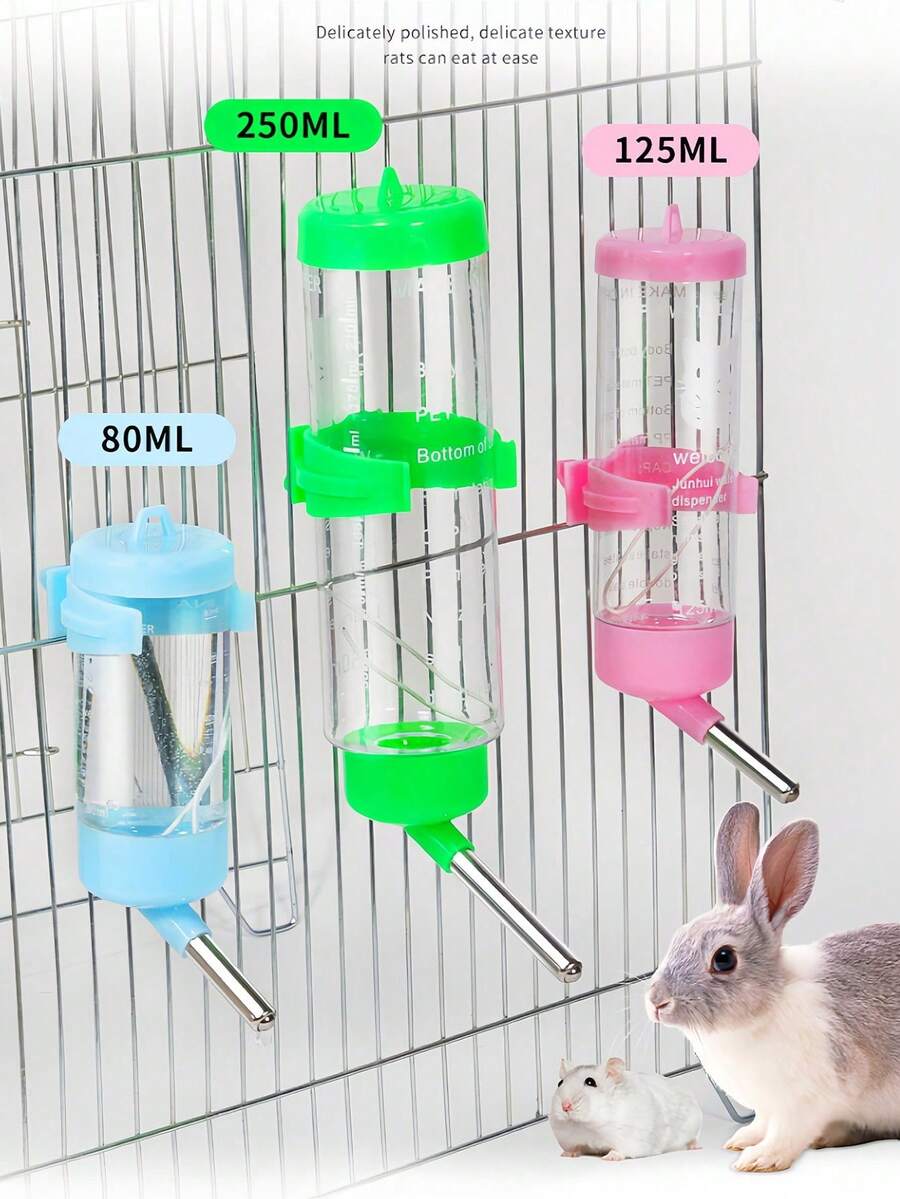 Dispenser Air Anti Bocor dengan Bantalan Bola dari Baja Tahan Karat, Botol Air Gantung - (Warna Acak) - Untuk Menghidrasi Hewan Peliharaan Anda - Warna Cerah, Tahan Lama dan Mudah Dibersihkan, Cocok untuk Hamster, Kelinci, dan Hewan Peliharaan Kecil Lainnya