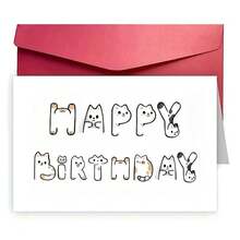1 pieza Tarjetas interactivas con temática de gatos y set para magia de cumpleaños, regalo de cumpleaños creativo para familiares y amigos, decoración de fiesta, diseño único con varios gatos, perfecto para cualquier celebración de cumpleaños - Talla única - Ver 6