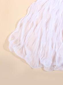1pc Women's Lightweight Solid Color Ruffle Edge Crinkle Scarf, Fashionable Casual Suitable For Daily Matching, Beach, Travel, Sun Protection - White - View 3