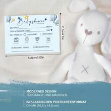 20 piezas de tarjetas de juego y deseos de bautizo de bebé en versión alemana con diseño de oso de peluche, perfectamente adecuadas para fiestas de bebé y juegos conmemorativos interactivos - 3 - View 3