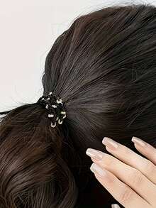 1/3pcs Élastiques à cheveux tressés avec strass, Accessoires de cheveux élégants, Bandes à cheveux en cristal de luxe minimaliste coréen, Chouchous à cheveux à haute élasticité et durables, Couleur latte automne/hiver pour queue de cheval pour femmes - Multicolore - Voir 6