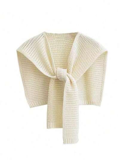 1pc Solid Color Knit Shawl, Fashionable Lightweight Shoulder Wrap, Versatile For Women, Suitable For Spring/Summer,Beach,Holiday