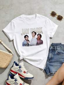 Camiseta de manga corta con cuello redondo suave y casual de verano para mujer, tops para salir, algodón, vintage, estilo callejero europeo y americano, casual deportivo, estilo unisex, estilo casual urbano, tops bonitos, Gen Z, curvas, ropa Y2K, camisetas divertidas, tops para damas, conjuntos de vacaciones para mujer, top lindo, camiseta gráfica, conjuntos de primavera, camisetas holgadas, ropa de calle retro, estilo de los 90, estilo de los 2000, subcultura, top negro, tops blancos, atuendo de fiesta de los 90. Blanco - Blanco - Ver 4