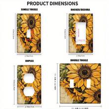 1 pieza Placa de pared con diseño de girasol vibrante, Cubierta moderna de interruptor de luz de 1 o 2 enchufes, Decoración del hogar para dormitorio y cocina - Multicolor - Ver 2