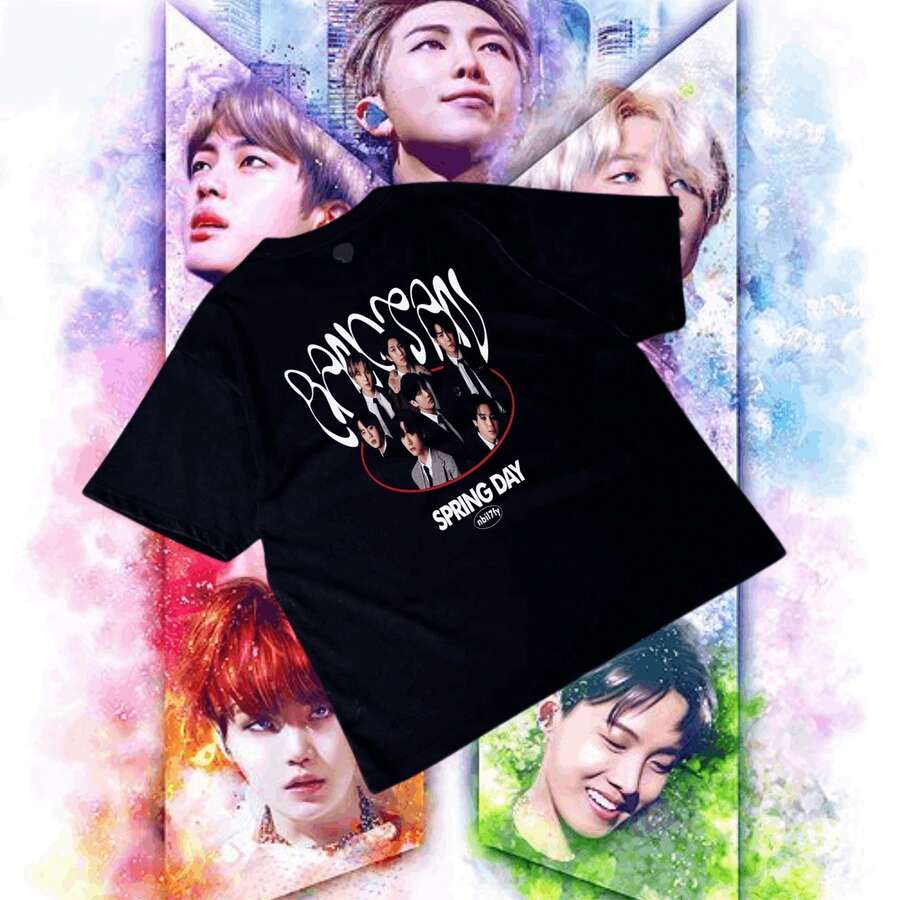 CAMISETA PARA DAMA CON ESTAMPADO SPRING DAY - Negro - Ver 1