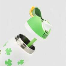 24oz Reusable Stainless Steel Water Bottle, Pattern Design With Handle And Flip Straw, Insulated Leak Proof Fits Cup Holder, Gift For Men Women Daily Use - clover - 查看 4