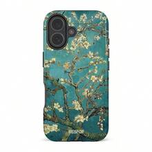 VESPOP 1 buah Casing Ponsel Keras 2-in-1 Bermotif Bunga Romantis Musim Semi, Kompatibel dengan /Kompatibel dengan iPhone 11/12/13/14/15/16/17 Pro Max, Casing Ponsel Pasangan Hadiah - Biru Cyan Retro - View 4