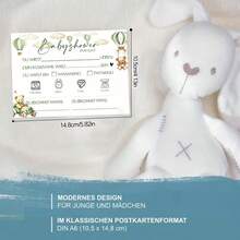 20 piezas de tarjetas de juego y deseos de bautizo de bebé en versión alemana con diseño de patrón de oso de peluche, perfectamente adecuadas para fiestas de bebé y juegos conmemorativos interactivos - 1 - Ver 2
