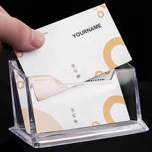 1pc Transparent ABS Material Business Card Storage Box, Office Desk Front Desk Business Card Holder, Seat Position Transparent Business Card Display Rack Storage Box, Transparent Business Card Box - View 4
