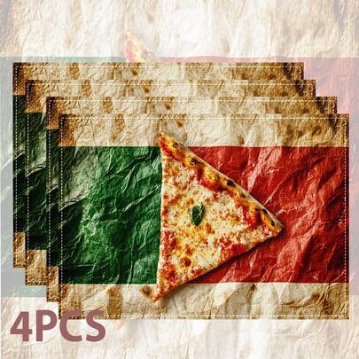 4PCS/6PCS/8PCS Patriotic Pizza Placemats, Tricolor Flag Pattern, American Independence Day Star Striped Design, Suitable For July 4th Party, Holiday Dinner Table Decor