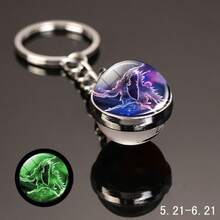 Bộ 12 móc khóa hình cung hoàng đạo phát sáng trong bóng tối, móc khóa đôi dành cho học sinh, móc treo túi xách, quà tặng tốt nghiệp, quả cầu pha lê kim loại. - Nhiều màu - Xem 4
