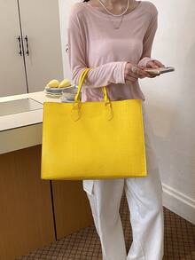 Fashionable Snake Skin Pattern Multi-Purpose Travel & Shopping Tote Bag, Large Capacity - Yellow - View 6