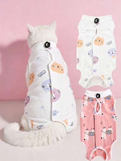 PETCHIC Soft Thin Cat Spay/Neuter Surgery Suit, Breathable Cat Recovery Suit, Anti-Licking E-Collar Alternative & Skin Disease Vest, Suitable For Small Middle Large Cats All Seasons(Pink Alpaca)