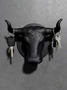 2026 New Year, Valentine's Day, Easter | High-End Sculptural Bull Head Key Hook - Sturdy Key And Small Item Storage Rack, Black, White, Gray Multi-Color, Suitable For Home Decor, Entryway Decor And Key Storage, Practical Hook - Multicolor - View 6