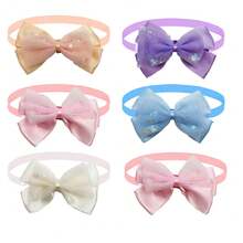 Bộ 5 vòng cổ cho thú cưng đính nơ sequin mềm mại, có thể điều chỉnh kích thước, phù hợp cho chó và mèo nhỏ, nhiều màu sắc để lựa chọn, thích hợp cho tiệc tùng và sử dụng hàng ngày. - Nhiều màu - Xem 4