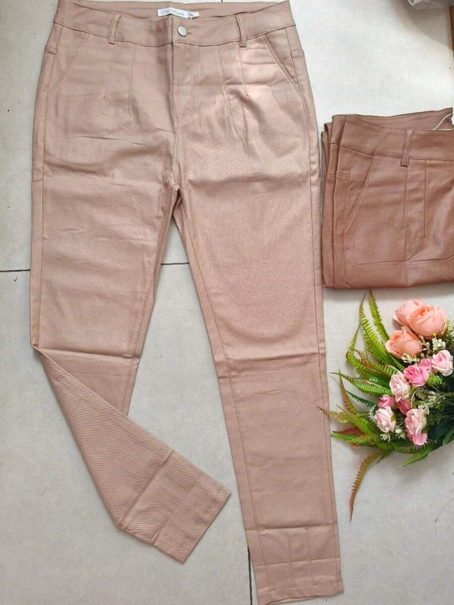 Women's Spandex Resin Pants - Bege4 - View 1
