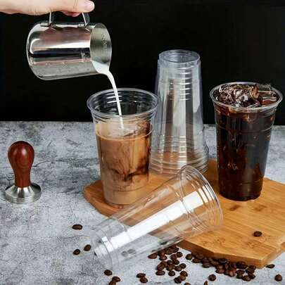 12/14/16/20/24oz Reusable Plastic Cups With Lids, Suitable For Iced Coffee, Milkshakes, Cold Drinks, Great For Parties, Events, Restaurants, Multifunctional Cold & Hot Beverage Cups, Leak-Proof For Smoothies, Juices, Iced Coffee, Iced Drinks Party Supplies