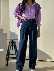 Lindo cárdigan de manga larga con botones y rayas azules, blusa/parte superior casual elegante vintage para mujer, adecuado para primavera/verano, días festivos/Día de San Valentín - Morado - Ver 7