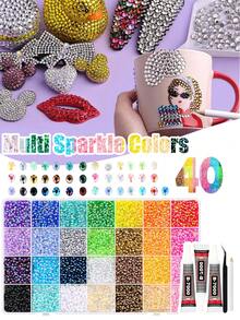 40000Pcs 40 Colors Jelly Rhinestones For Bedazzling,5mm Multicolor Resin Flatback Gems For Diamond Art, Bedazzler Kit For Bedazzle Thing Crafting Book - Multicolor - View 2