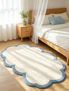1pc Asymmetrical Cloud-Shaped Rug, Minimalist Fresh Style, Light Blue Border, Soft White Filling, Suitable For Casual Bedroom, Laundry Room, Sofa, Decorative Rug, Bedroom Decor, Small Rug, Carpet, Home Decor, Living Room Rug - Multicolor - View 7
