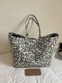 Fashionable Leopard Print Large Capacity Tote Bag, Suitable For Daily Use And Travel - Black - View 5