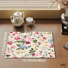 1 件装彩色花卉图案吸水垫/晾干垫，适用于咖啡机、餐具 - 涤纶吸水桌面保护垫，带橡胶防滑垫，可用于厨房台面装饰、家庭酒吧和餐桌 - 彩色 - 查看 12