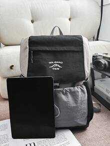 [Large Capacity, Drawstring Design, Multi-Pocket] Contrast Color Backpack, Lightweight, One Bag Handles Urban Commute And Outdoor Exploration! School Bag, Commute, Outdoor Travel, Short Trip Convenient Companion - Multicolor - View 8