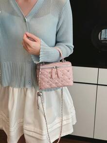 Neue handgehaltene Boxentasche, minimalistischer, modischer Schulter- und Umhängetasche - Pink - Übersicht 6