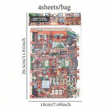 4入/包 藝術大學系列 精緻房屋風景貼紙，適用於裝飾卡片、相框、電腦、手機殼、杯子、舊雜誌、鉛筆盒、行李箱與桌面，返校學習用品貼紙 學用品 - 貼紙包 - 查看 4