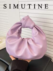 SIMUTINE Unique High-Quality Cloud-Shaped Handbag, New Pleated Underarm Bag, Fashionable Handheld Small Purse, PU Material, Suitable For Daily Use, Shopping, Commuting, Work, University - Purple - View 2